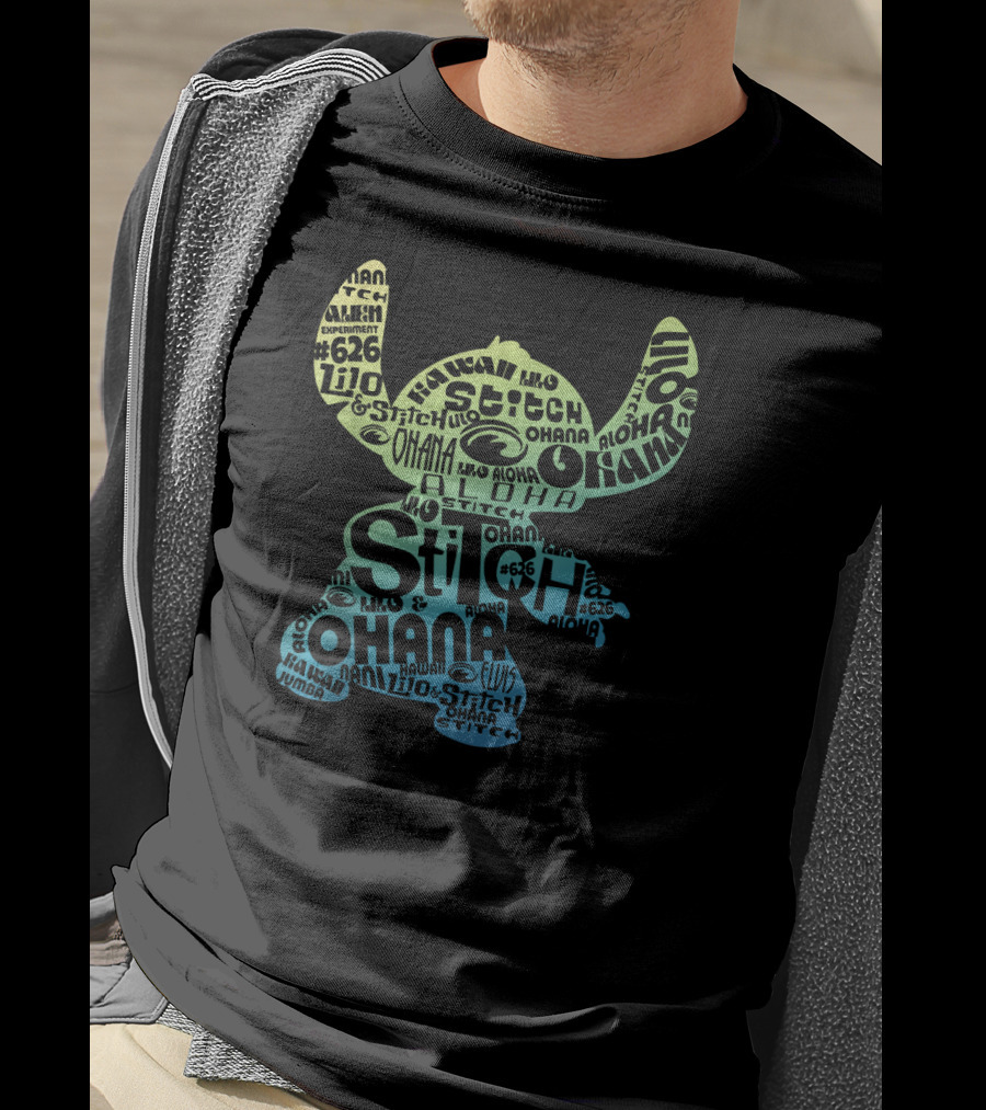 Disney Lilo And Stitch Ohana Experiment 626 Aloha Text T-Shirt