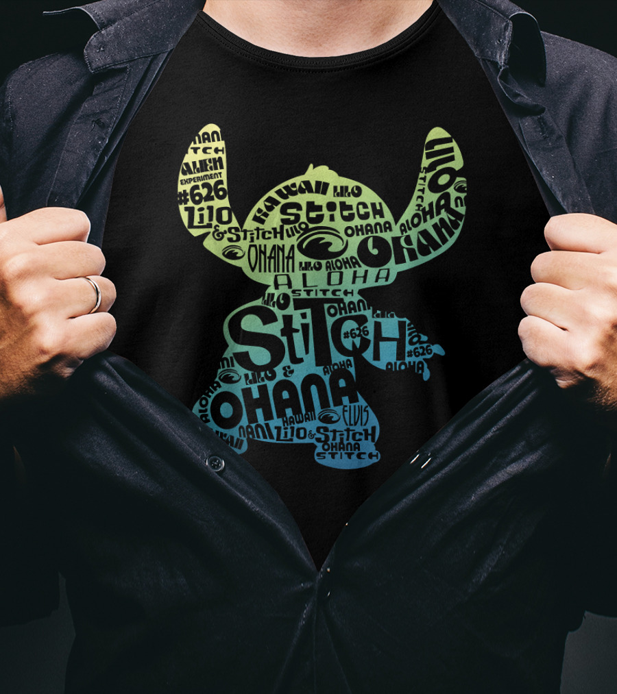 Disney Lilo And Stitch Ohana Experiment 626 Aloha Text T-Shirt