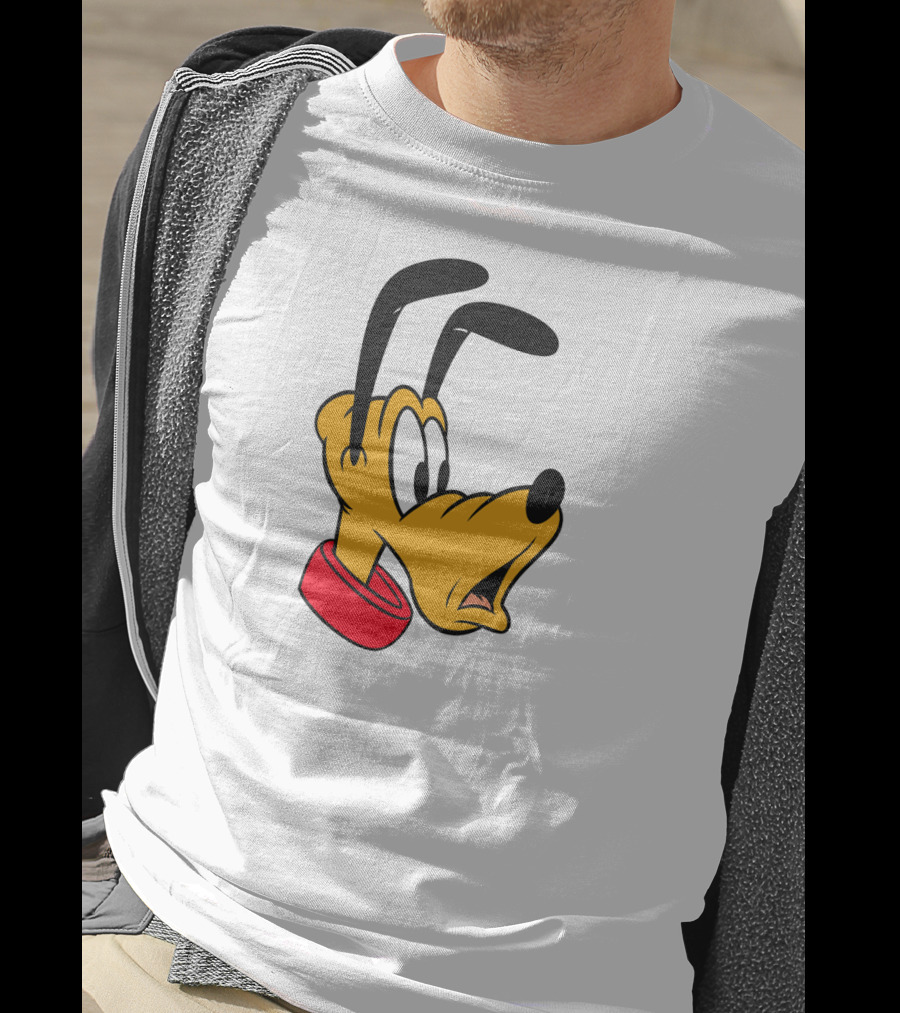 Disney Mickey And Friends Pluto Big Face With Red Collar T-Shirt