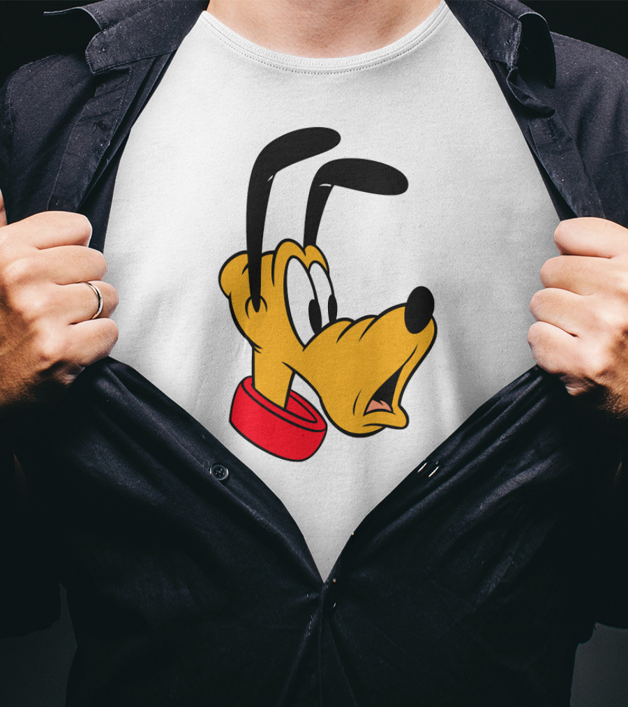 Disney Mickey And Friends Pluto Big Face With Red Collar T-Shirt