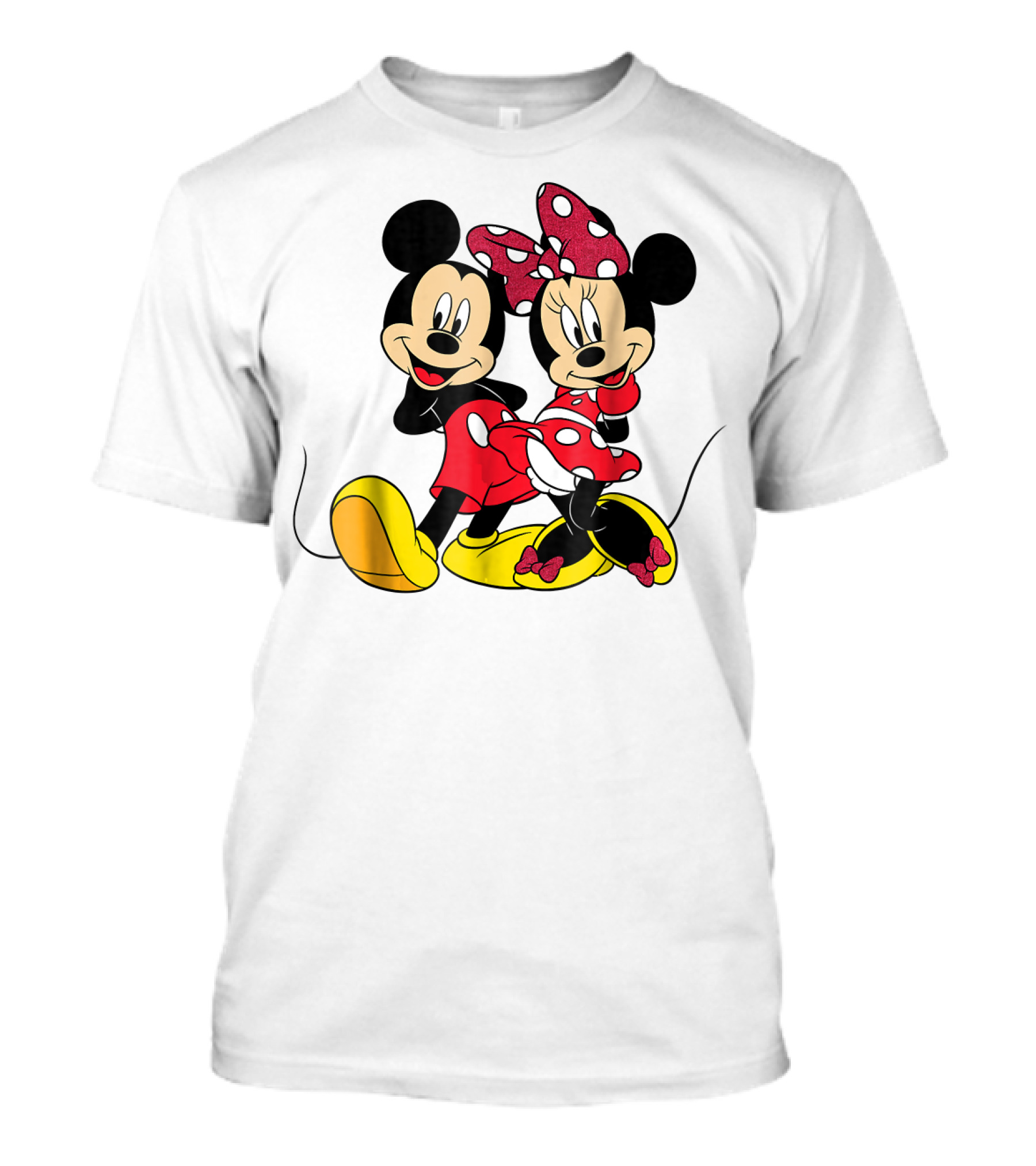 Mickey And Minnie Big Mouse Disney Yellow Shoes Red Bow T-Shirt