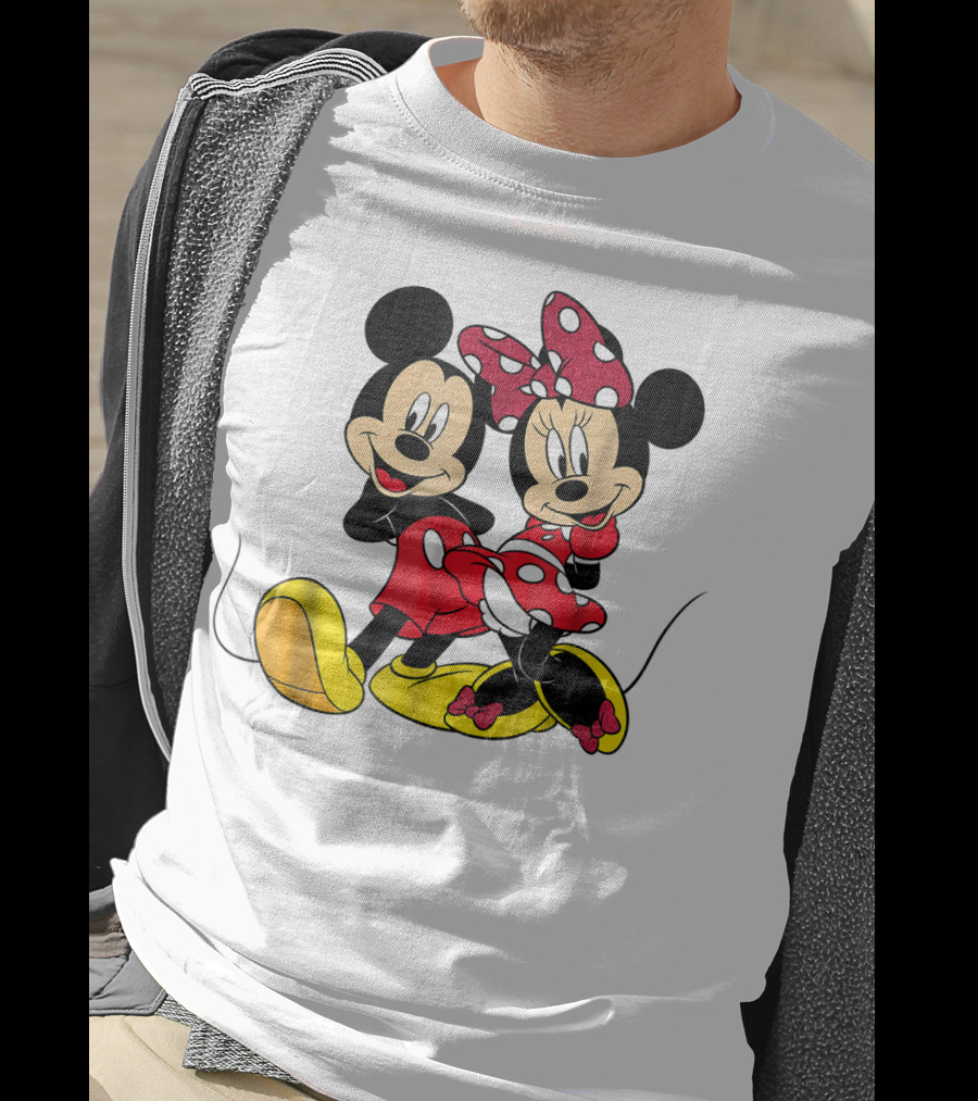 Mickey And Minnie Big Mouse Disney Yellow Shoes Red Bow T-Shirt