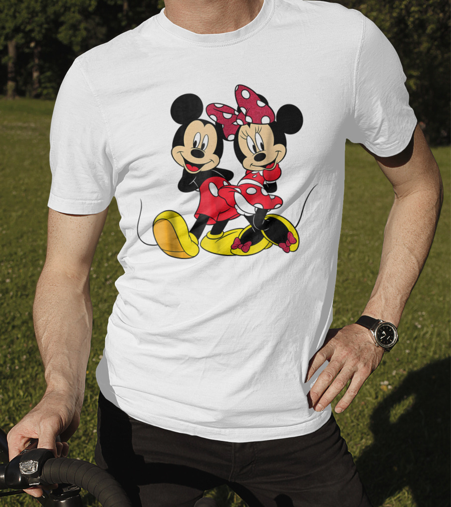 Mickey And Minnie Big Mouse Disney Yellow Shoes Red Bow T-Shirt