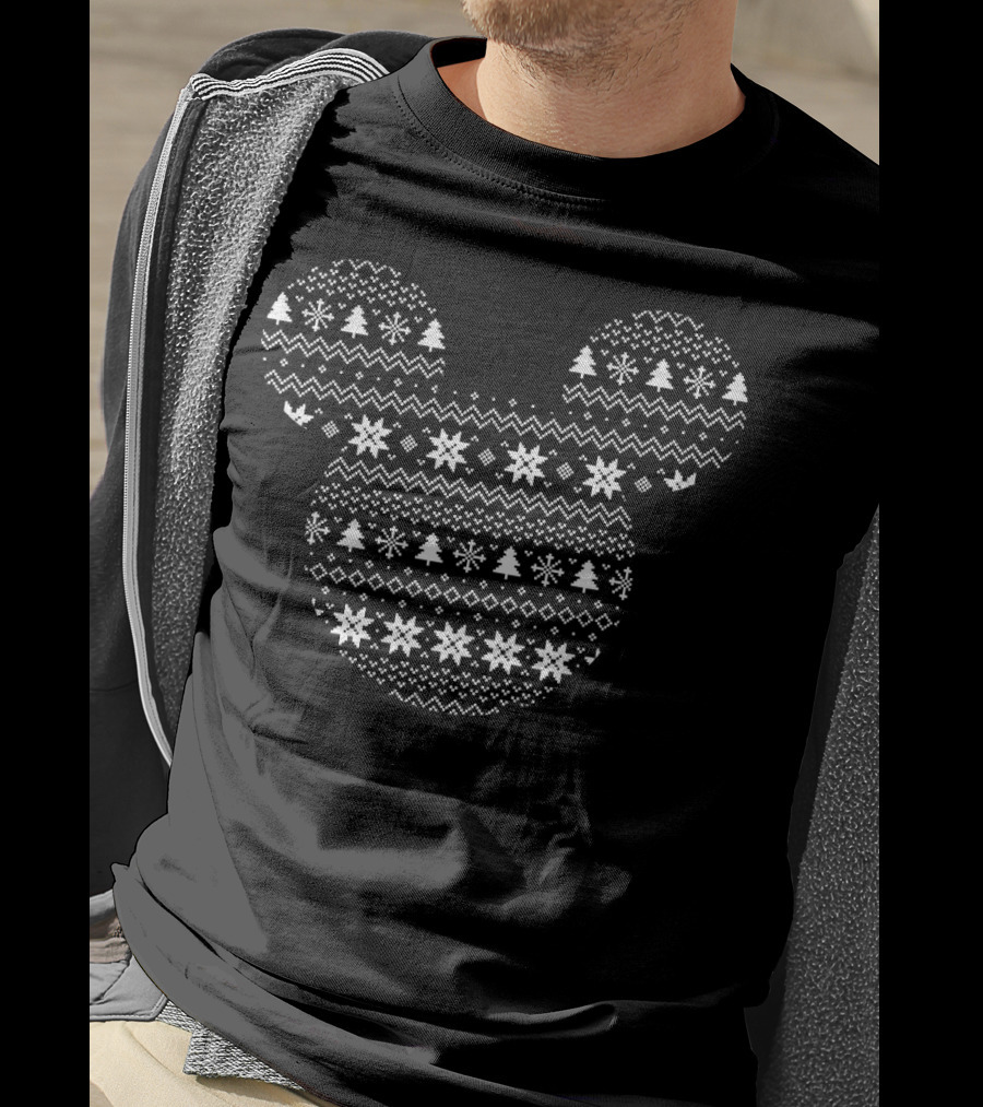 Mickey Mouse Icon Holiday Snowflakes Christmas Trees Disney T-Shirt
