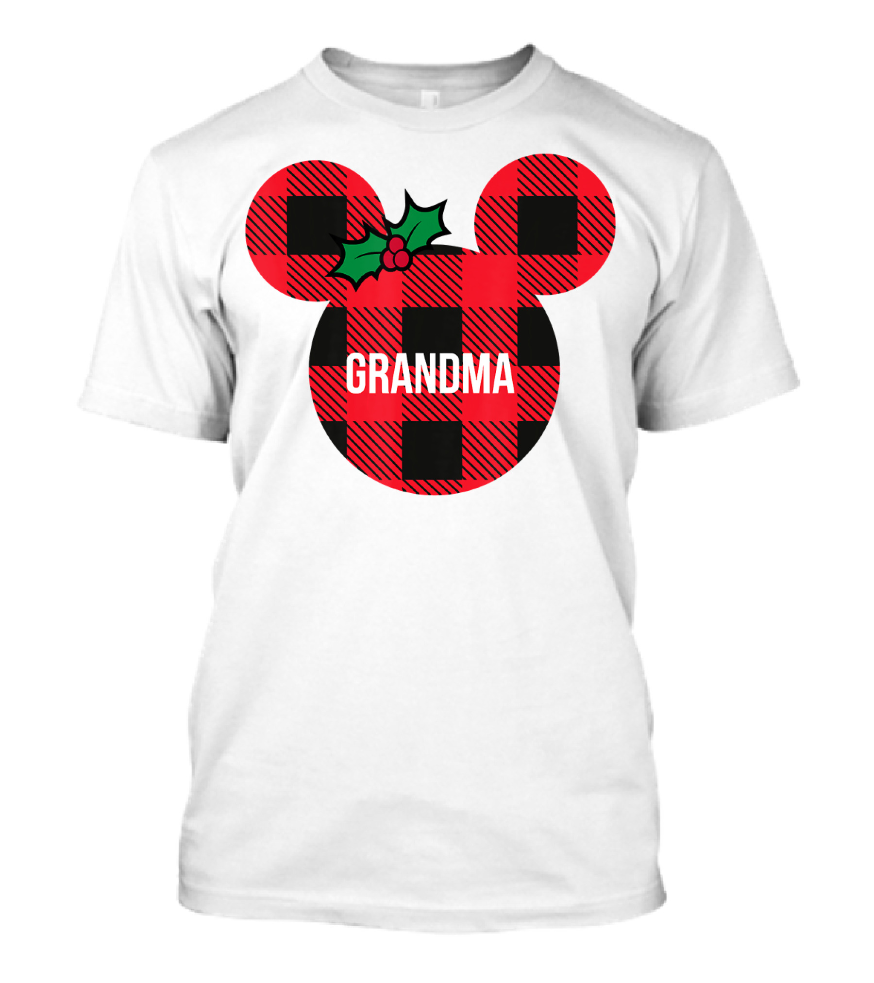 Disney Minnie Mouse Plaid Grandma Holiday Family Christmas T-Shirt
