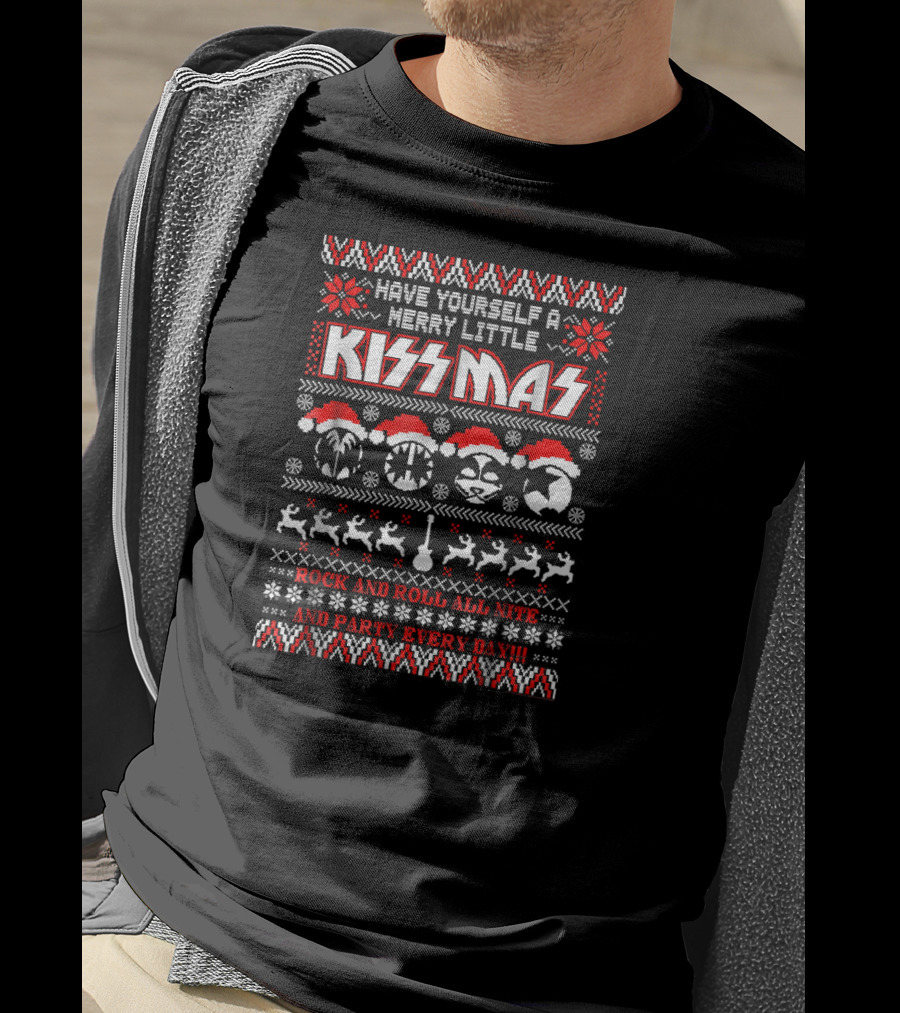 Have Yourself A Merry Little KISSmas Rock And Roll All Nite And Party Every Day T-Shirt