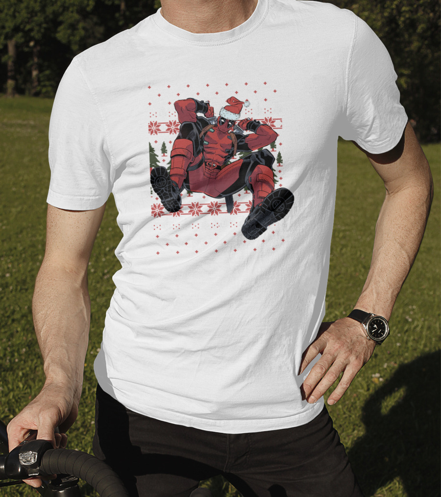 Marvel Deadpool Christmas Santa Hat Ugly T-Shirt