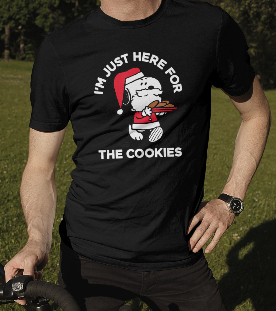 I'm Just Here For The Cookies Peanuts Snoopy Santa T-Shirt