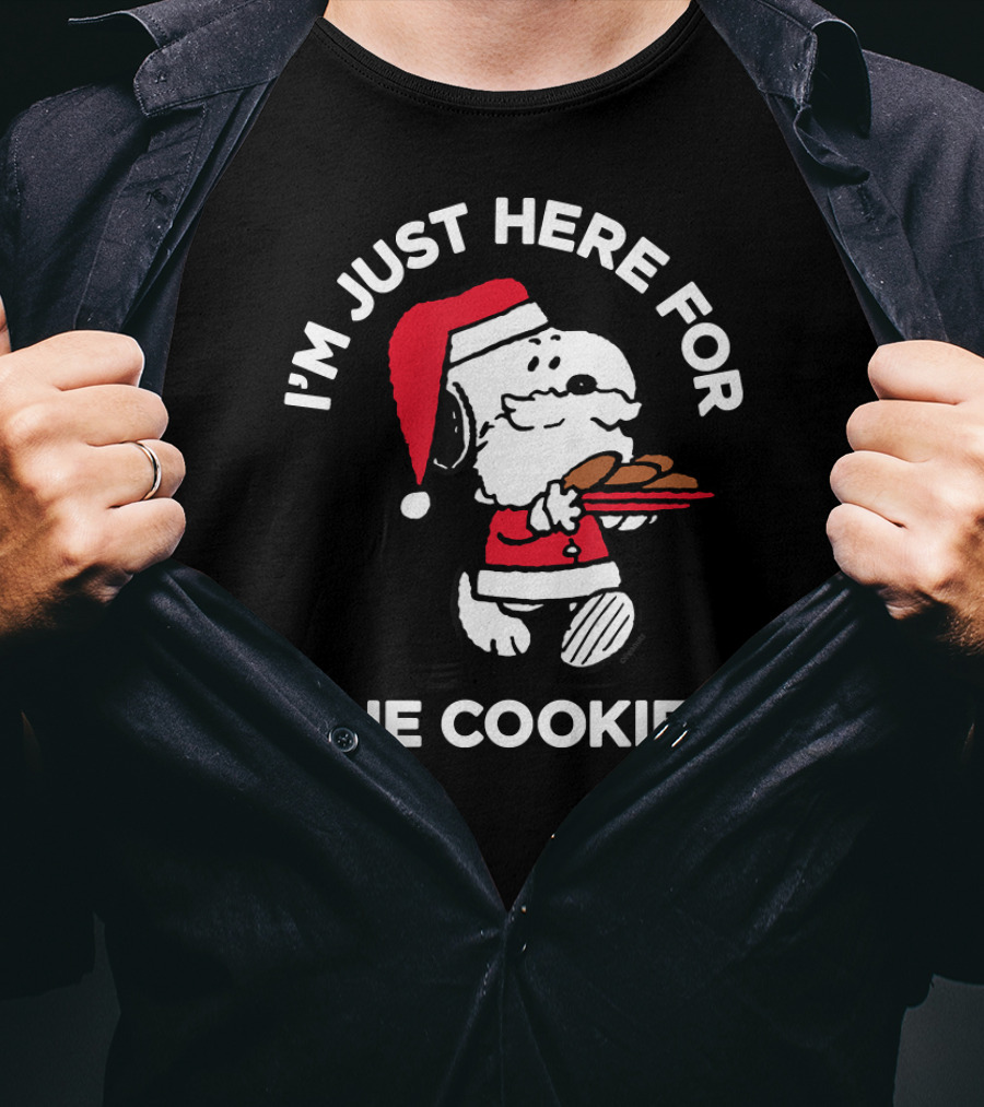 I'm Just Here For The Cookies Peanuts Snoopy Santa T-Shirt