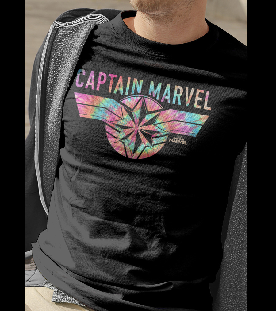 Captain Marvel Tie Dye Logo Banner Marvel Studios T-Shirt