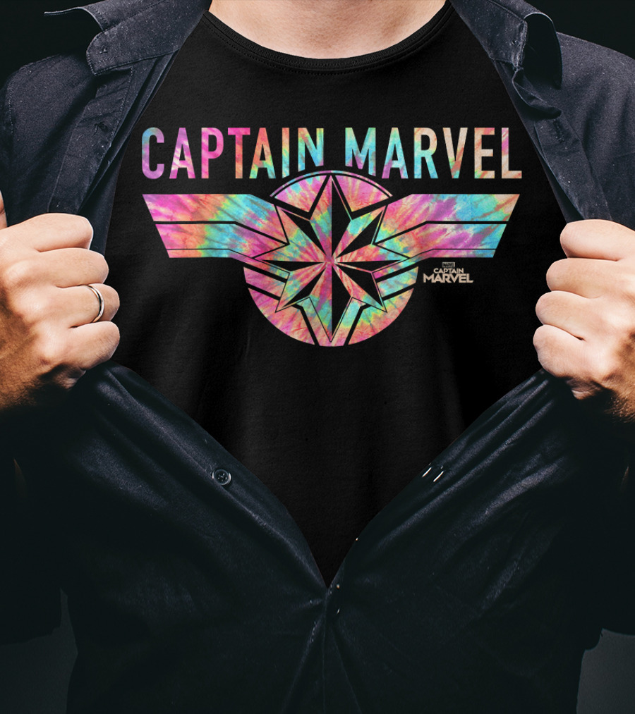 Captain Marvel Tie Dye Logo Banner Marvel Studios T-Shirt