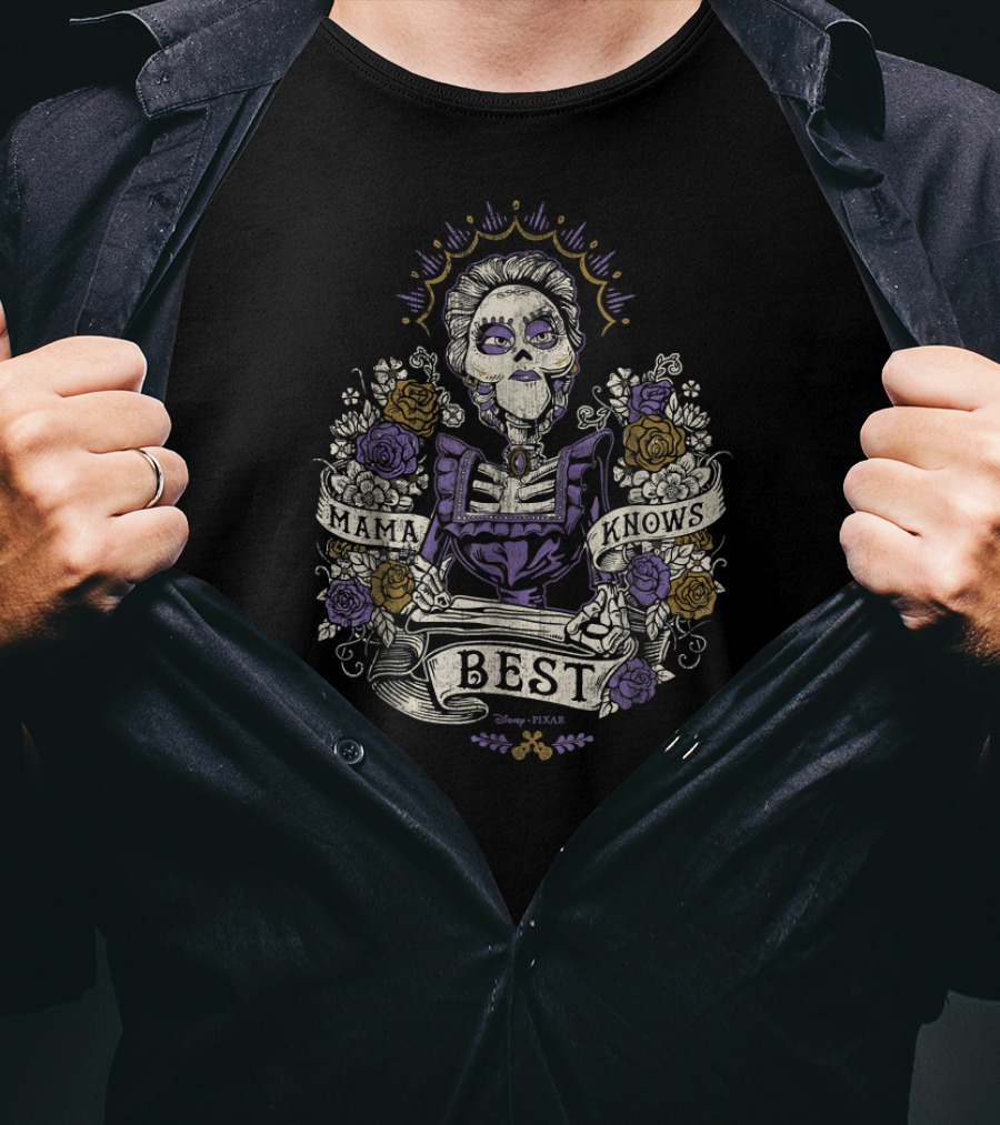 Disney Pixar Coco Mama Knows Best With Flowered Skeleton T-Shirt