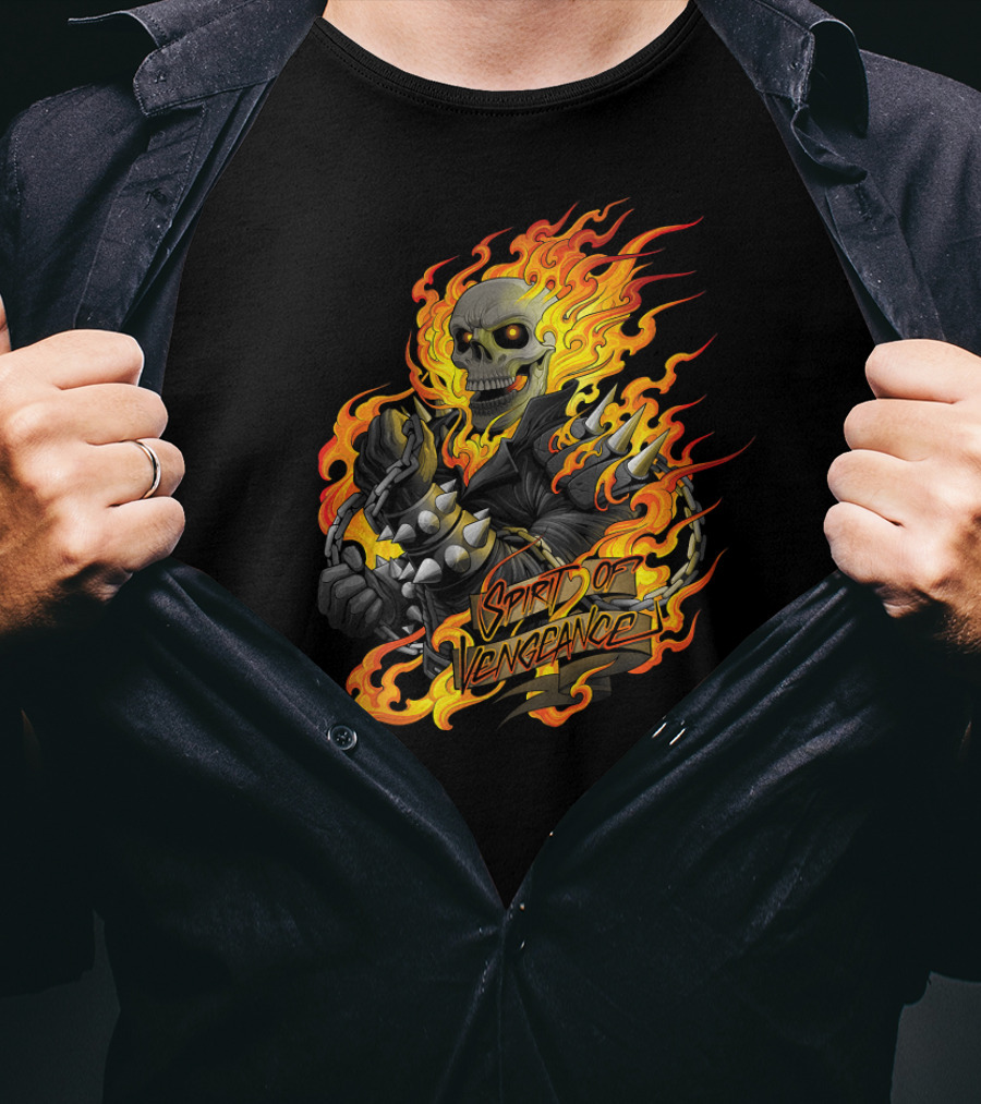 Ghost Rider Marvel Spirit Of Vengeance Flaming Skull T-Shirt