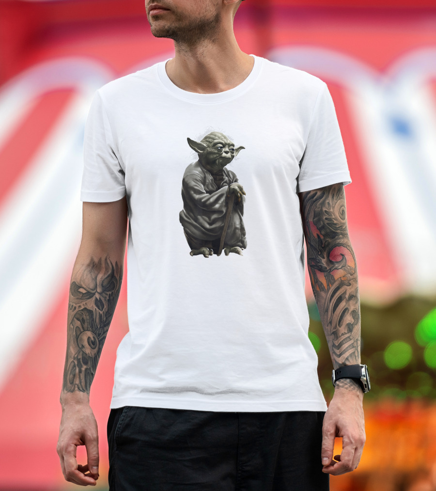 Star Wars Yoda Wise Jedi Master Crouching With Cane T-Shirt