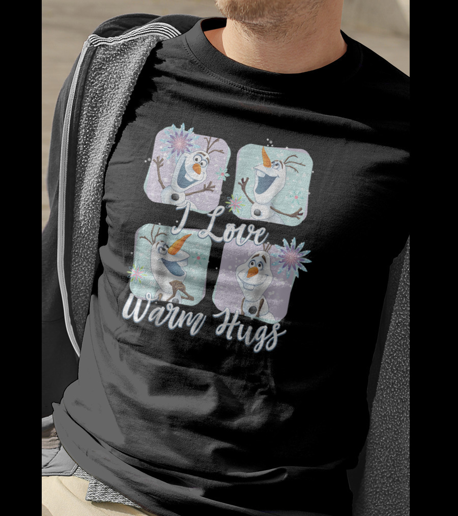 Disney Frozen Olaf I Love Warm Hugs Colorful Snowflakes T-Shirt