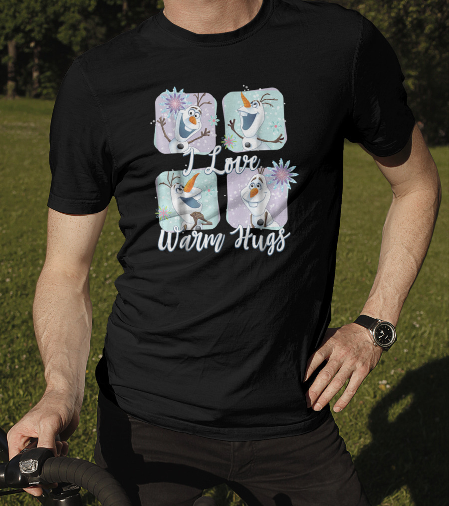 Disney Frozen Olaf I Love Warm Hugs Colorful Snowflakes T-Shirt