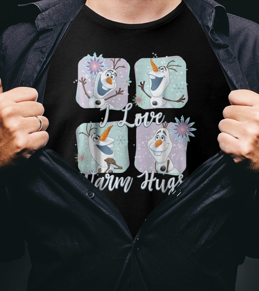Disney Frozen Olaf I Love Warm Hugs Colorful Snowflakes T-Shirt