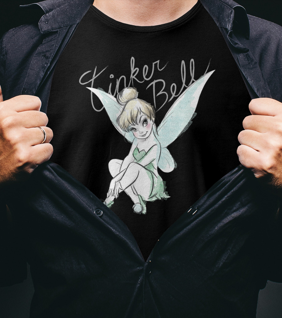 Disney Tinker Bell Fairy Sitting Illustration Tinker Bell T-Shirt