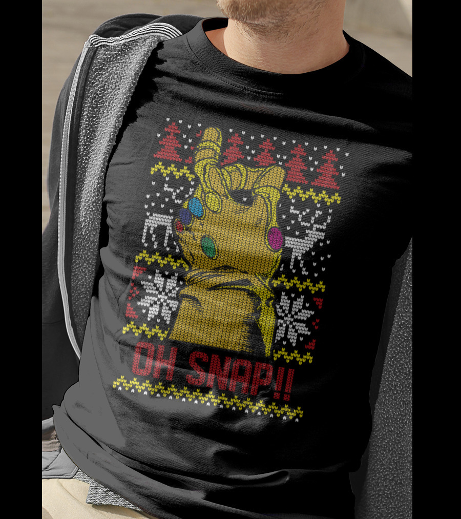 Marvel Thanos Infinity Gauntlet Oh Snap Ugly Christmas T-Shirt