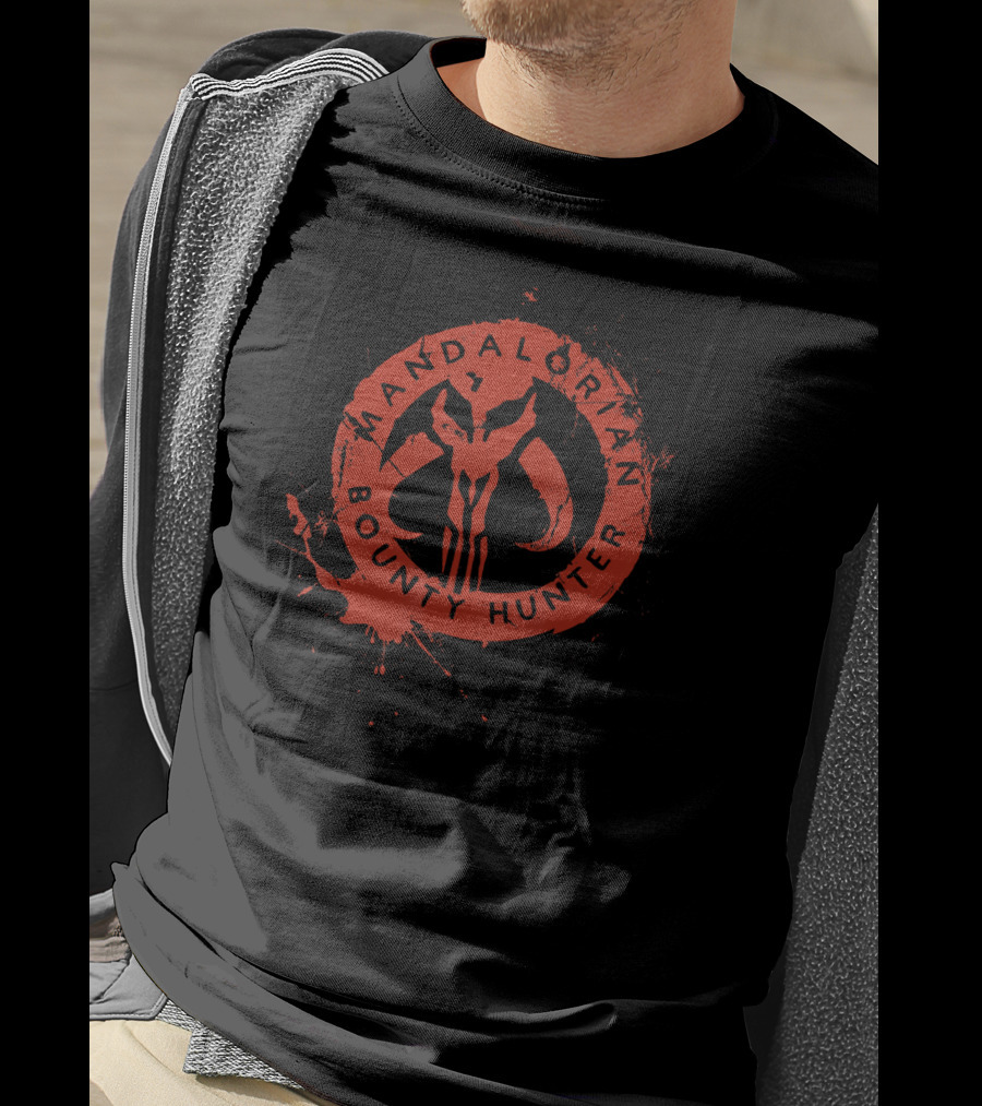 Mandalorian Bounty Hunter Mythosaur Star Wars Stamp T-Shirt