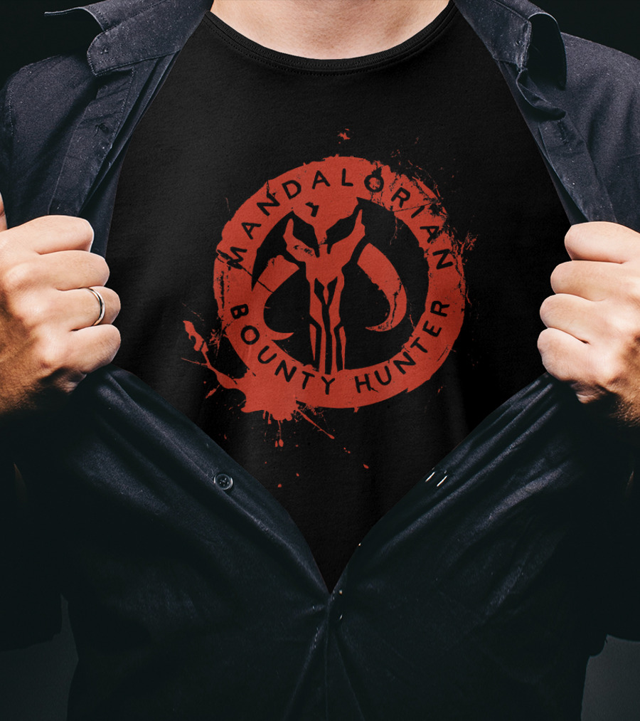 Mandalorian Bounty Hunter Mythosaur Star Wars Stamp T-Shirt