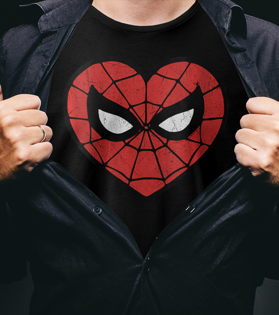 Spider Man Heart Mask Marvel T-Shirt