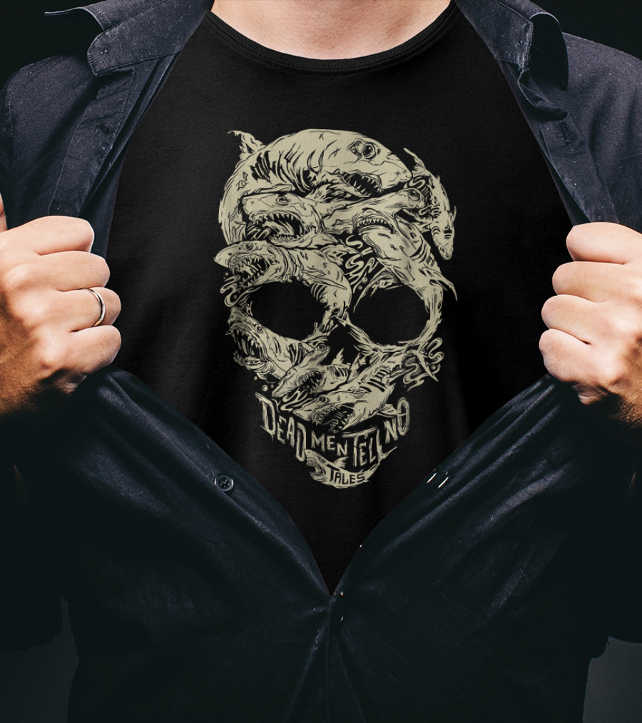 Dead Men Tell No Tales Disney Pirates Shark Skull T-Shirt