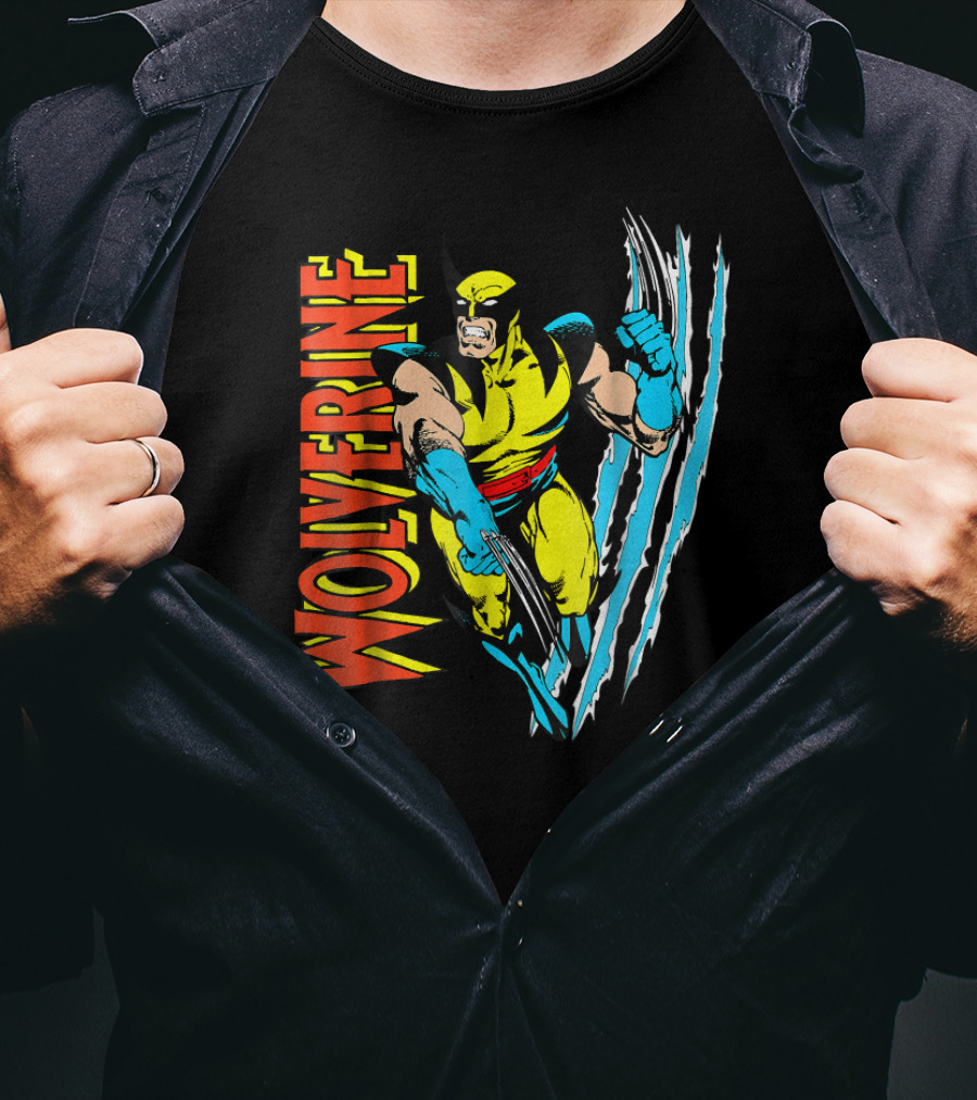 Wolverine X Men Vintage Claw Slice Marvel T-Shirt