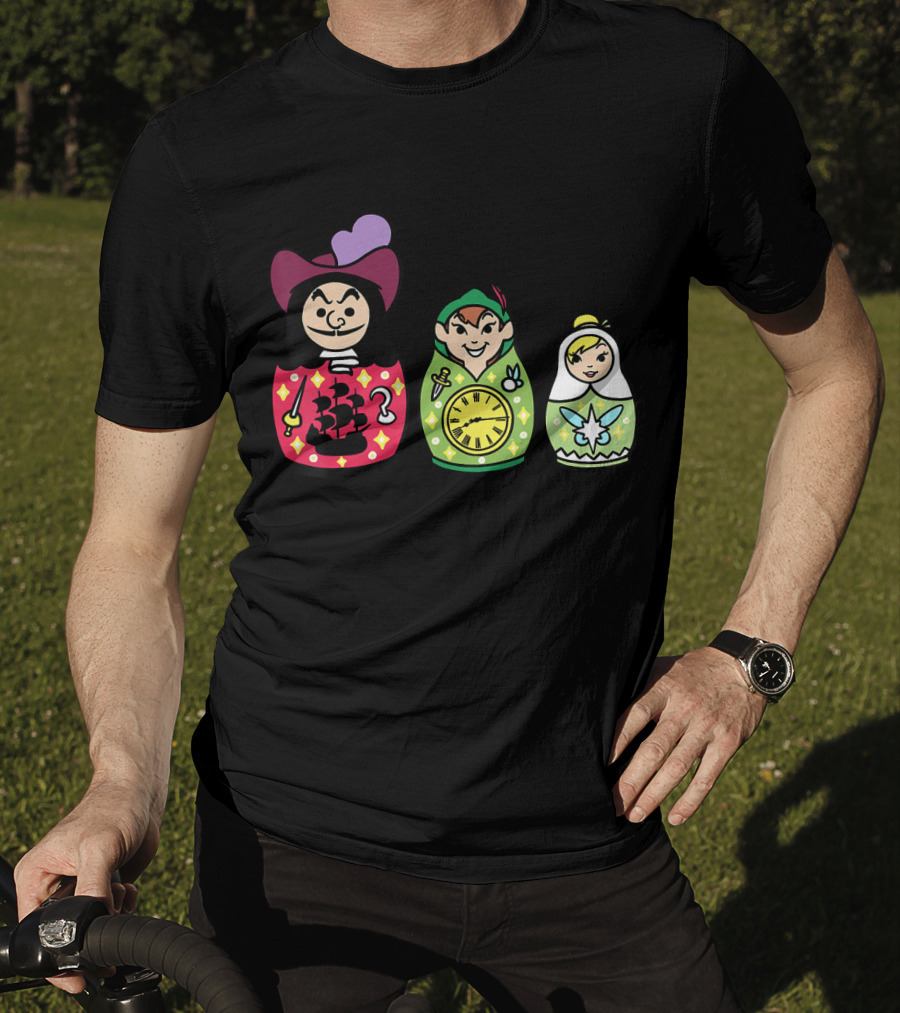 Disney Peter Pan Captain Hook Tinker Bell Matryoshka Dolls T-Shirt