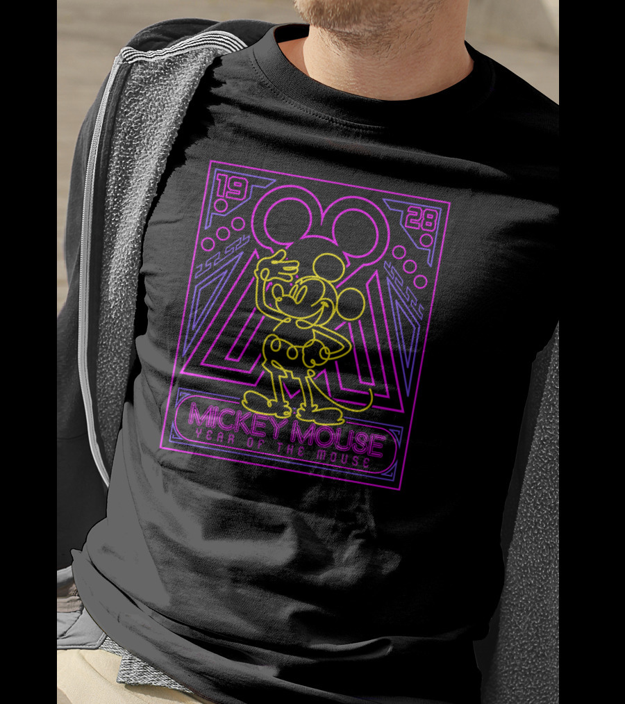 Mickey Mouse Neon 1928 Year Of The Mouse T-Shirt