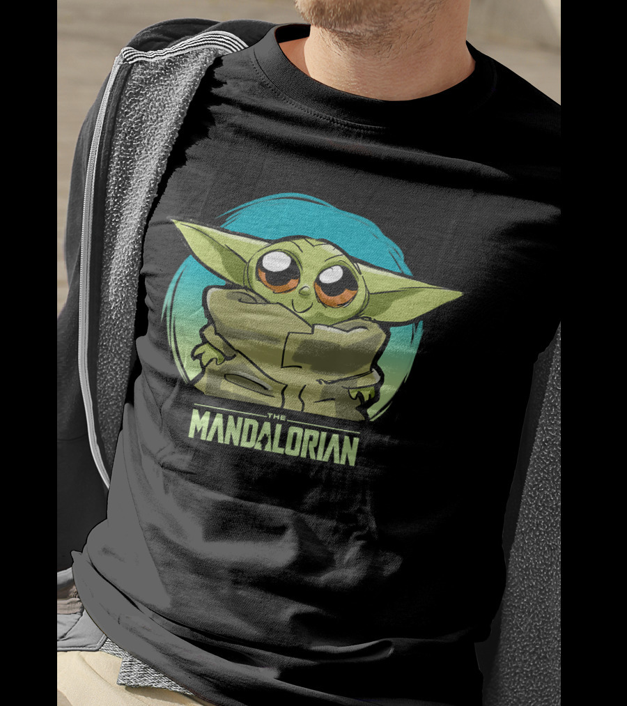 Star Wars The Mandalorian The Child Cute Blue Hue Baby Yoda Grogu T-Shirt
