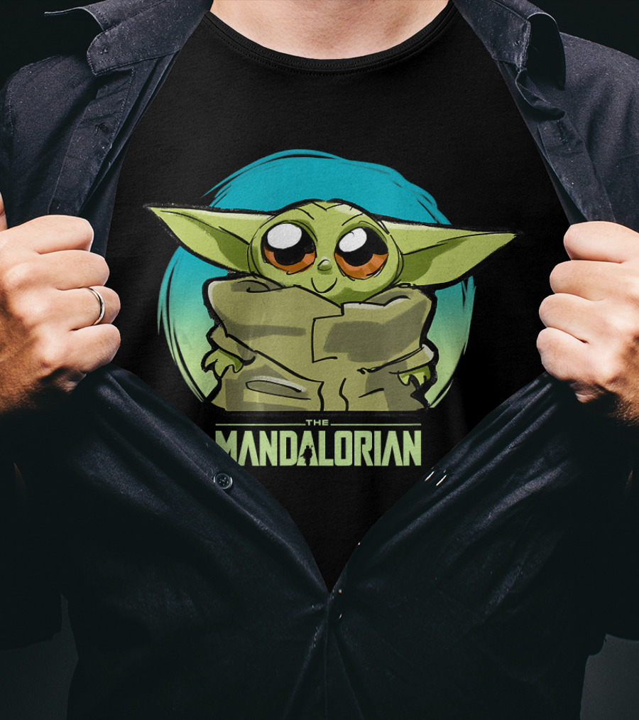 Star Wars The Mandalorian The Child Cute Blue Hue Baby Yoda Grogu T-Shirt
