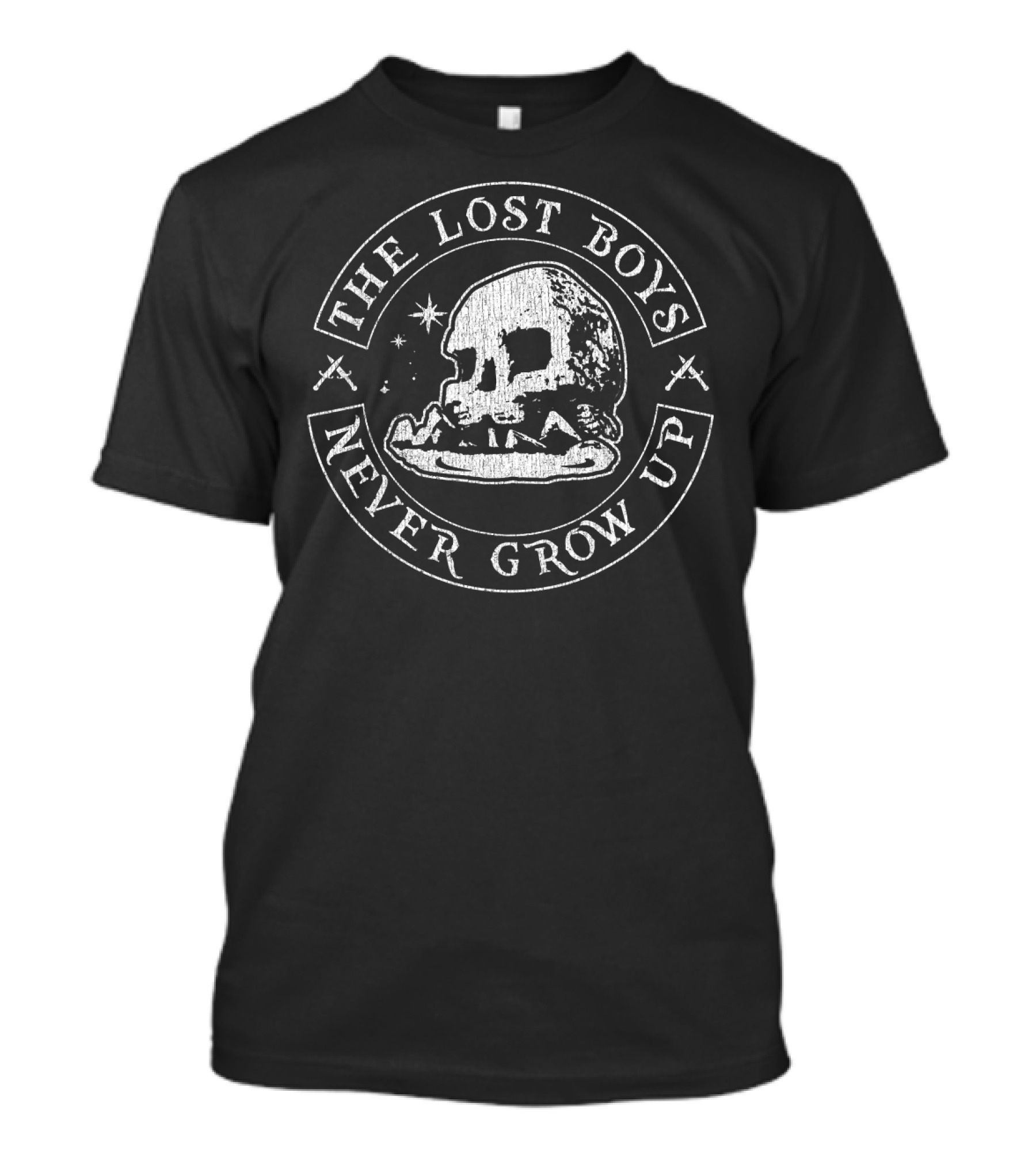 The Lost Boys Never Grow Up Skull Design Disney Peter Pan T-Shirt