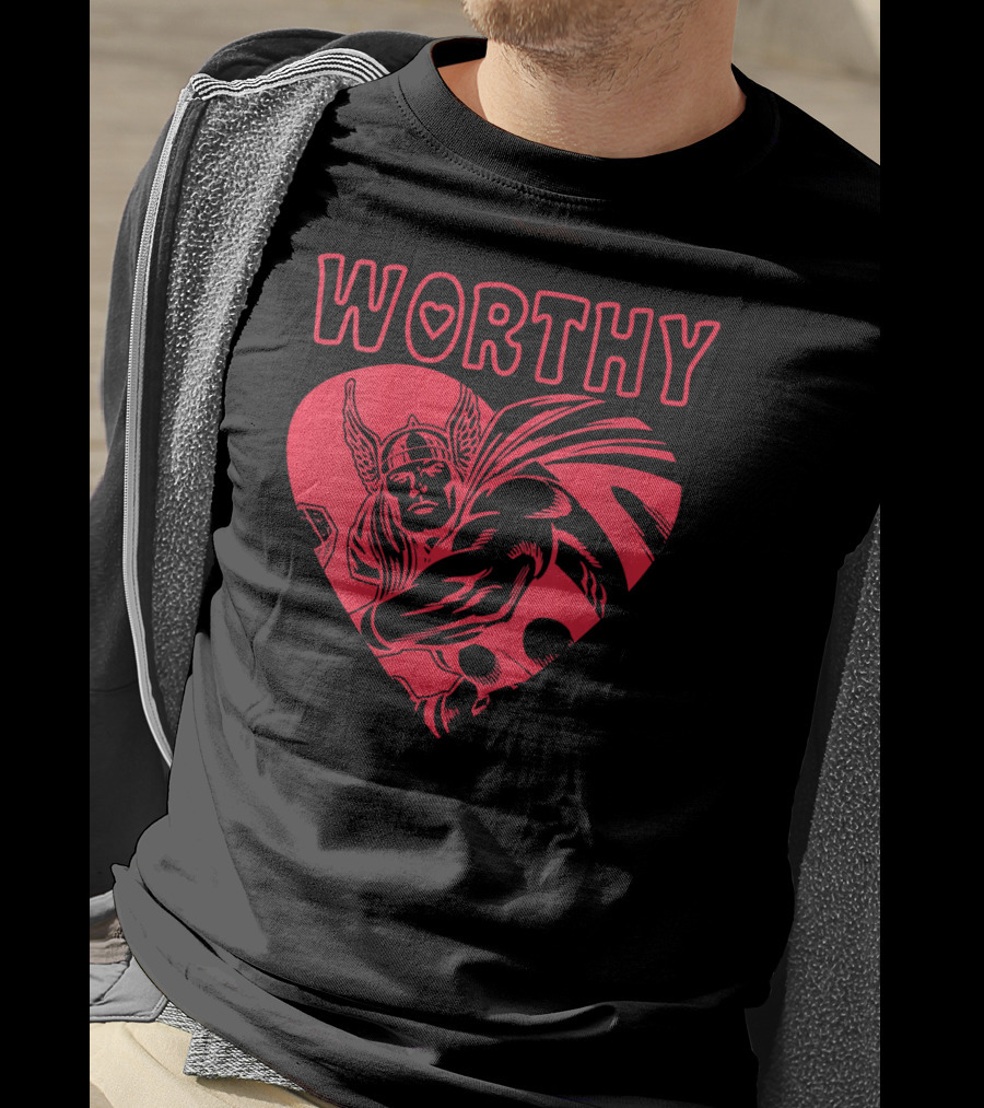 Marvel Valentine's Day Thor Avengers Worthy Heart T-Shirt