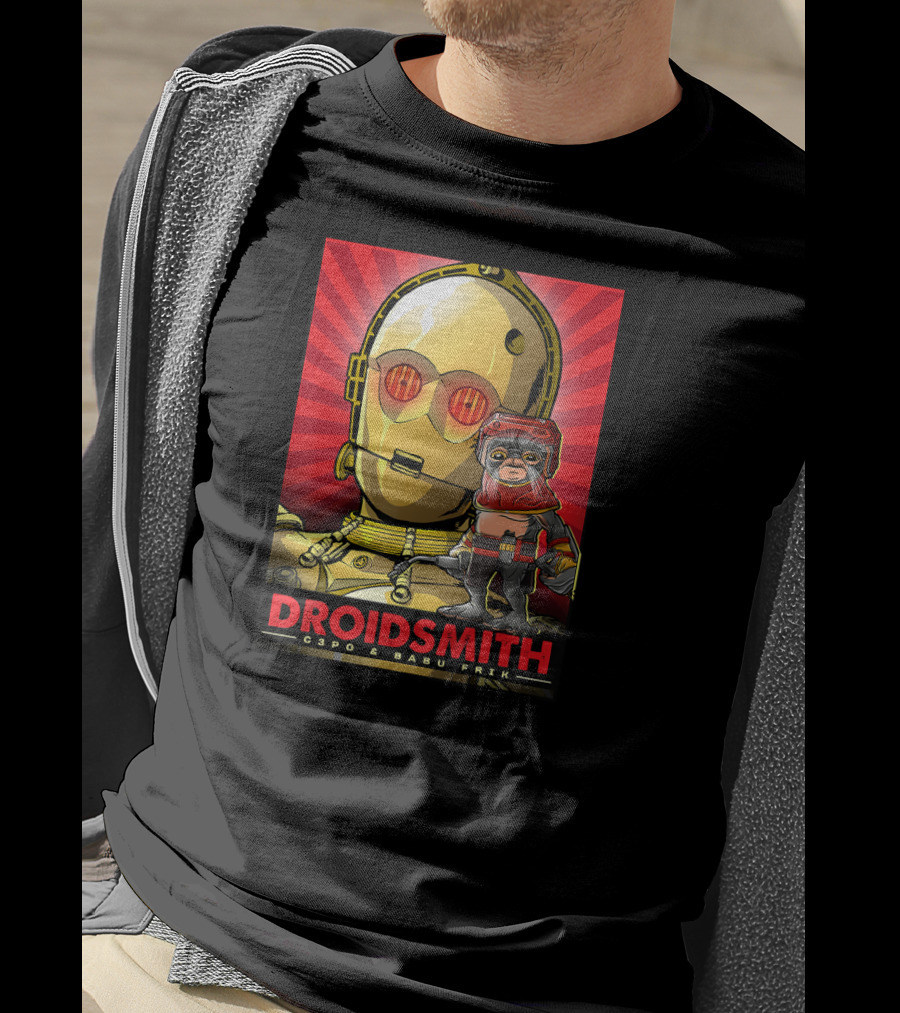 Droidsmith C-3PO And Babu Frik Star Wars The Rise Of Skywalker Red T-Shirt