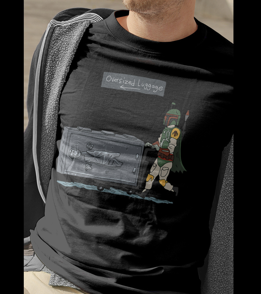 Star Wars Boba Fett Pushing Han Solo Carbonite Oversized Luggage T-Shirt