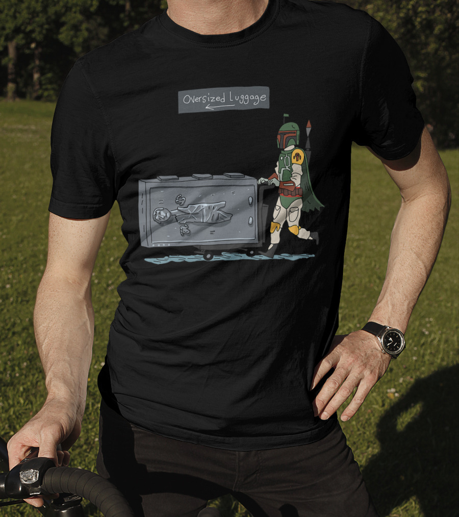 Star Wars Boba Fett Pushing Han Solo Carbonite Oversized Luggage T-Shirt