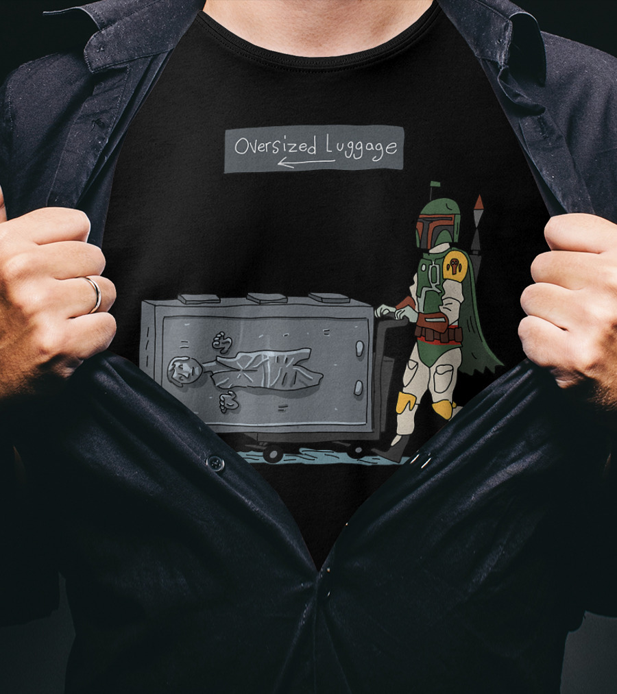 Star Wars Boba Fett Pushing Han Solo Carbonite Oversized Luggage T-Shirt