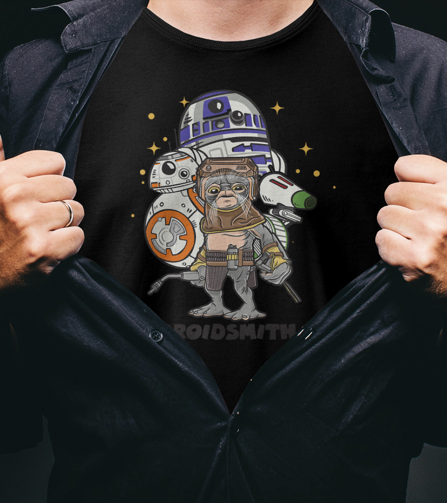Star Wars The Rise Of Skywalker Babu Frik Droidsmith R2-D2 BB-8 C-3PO T-Shirt