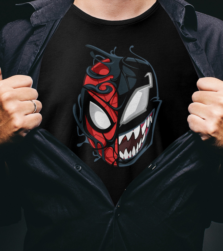 Marvel Spider Man Venom Split Face Symbiote T-Shirt
