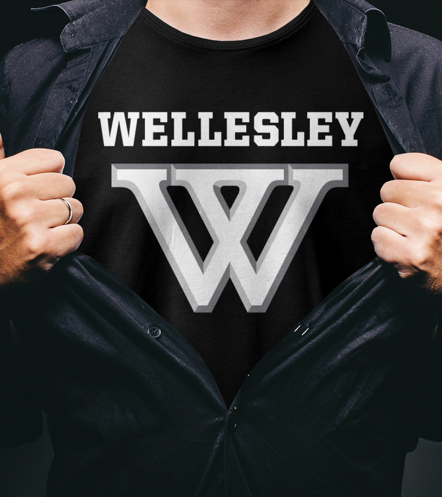 Wellesley College NCAA Bold Lettering And Iconic W T-Shirt