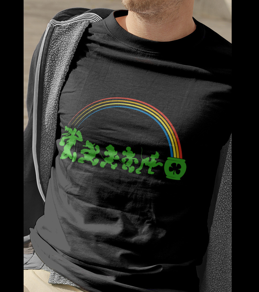 Disney Mickey And Friends Lucky Walk Rainbow Pot Of Gold T-Shirt