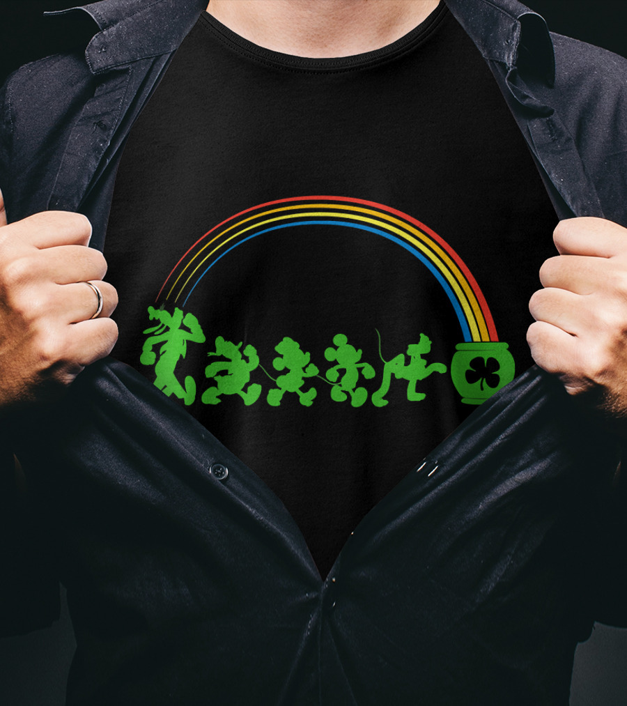Disney Mickey And Friends Lucky Walk Rainbow Pot Of Gold T-Shirt