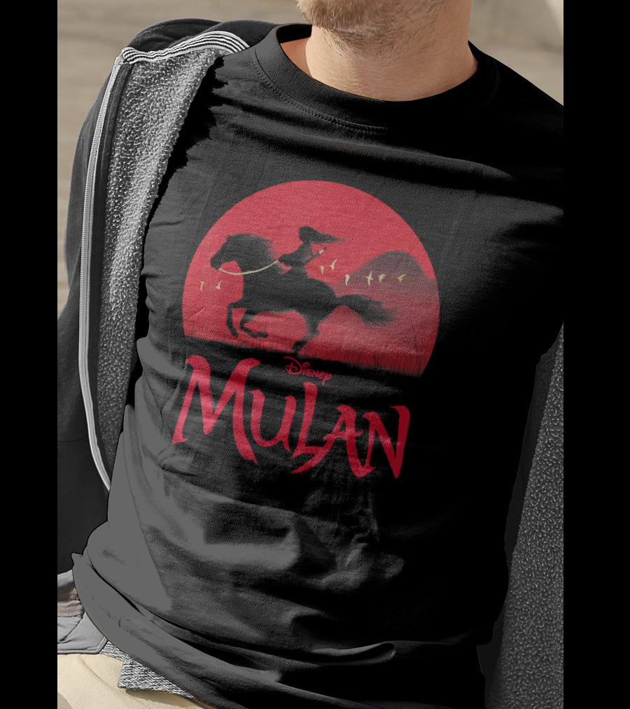 Disney Mulan Live Action Red Sunset Horseback T-Shirt