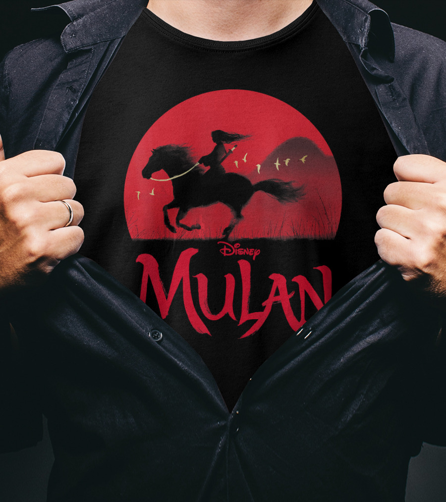 Disney Mulan Live Action Red Sunset Horseback T-Shirt