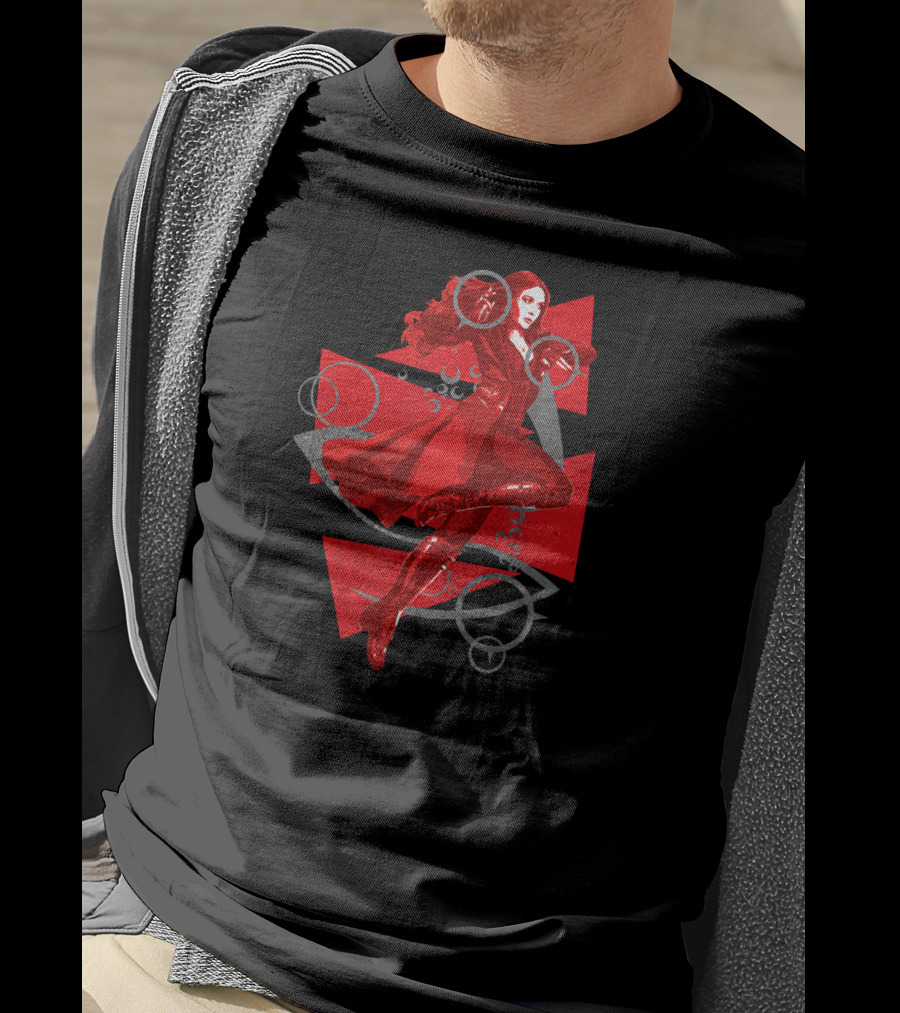 Marvel Scarlet Witch Wanda Maximoff Red Costume Action Pose T-Shirt