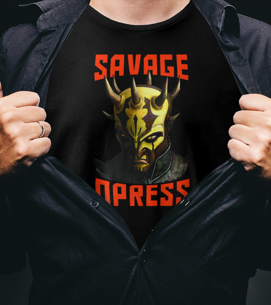 Star Wars The Clone Wars Savage Opress Big Face Text T-Shirt
