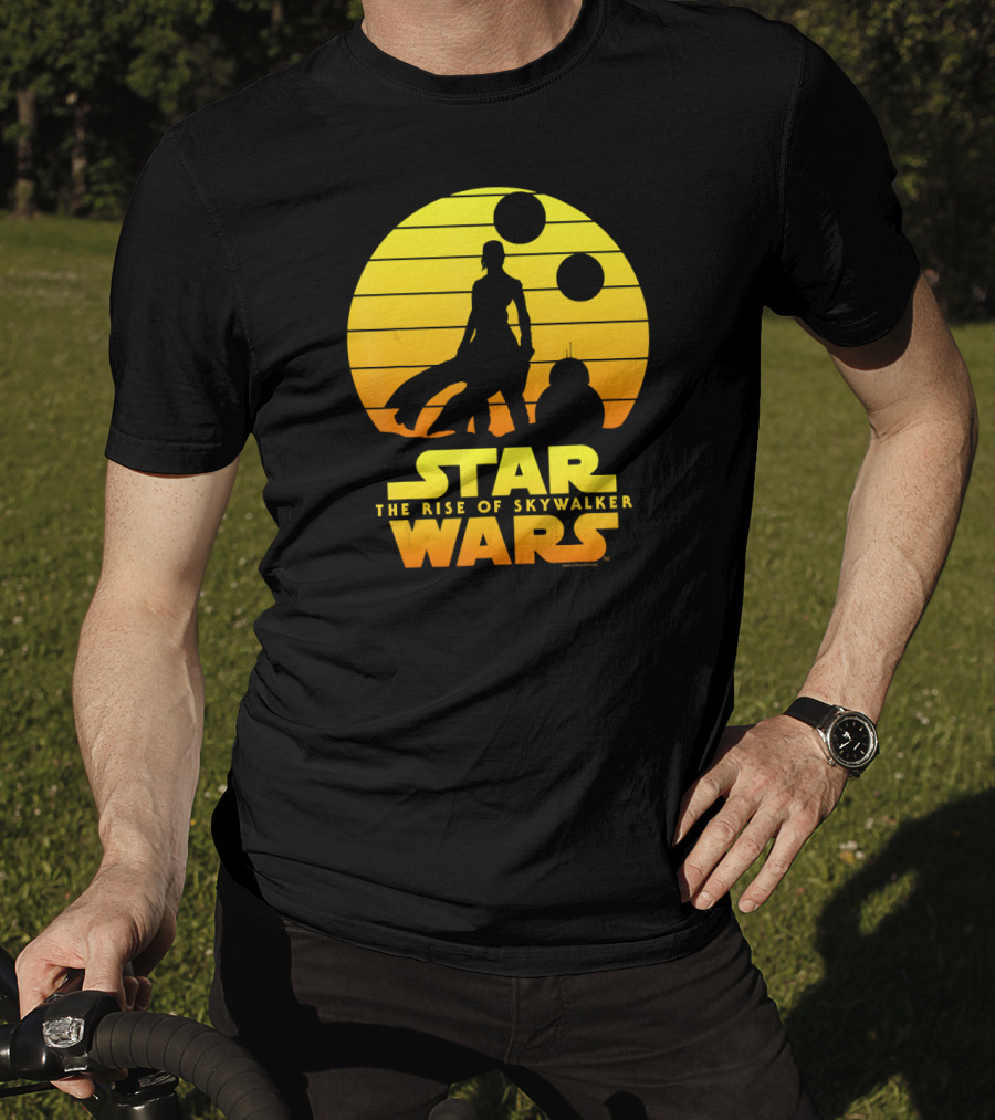 Star Wars The Rise Of Skywalker Rey BB Silhouette Sunset Scene T-Shirt