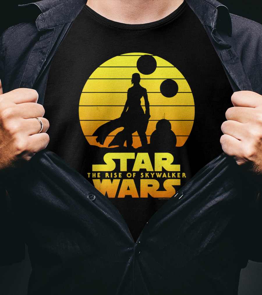 Star Wars The Rise Of Skywalker Rey BB Silhouette Sunset Scene T-Shirt