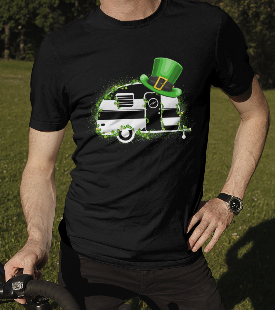 St Patrick's Day Leprechaun Hat Camper Van Adventure T-Shirt